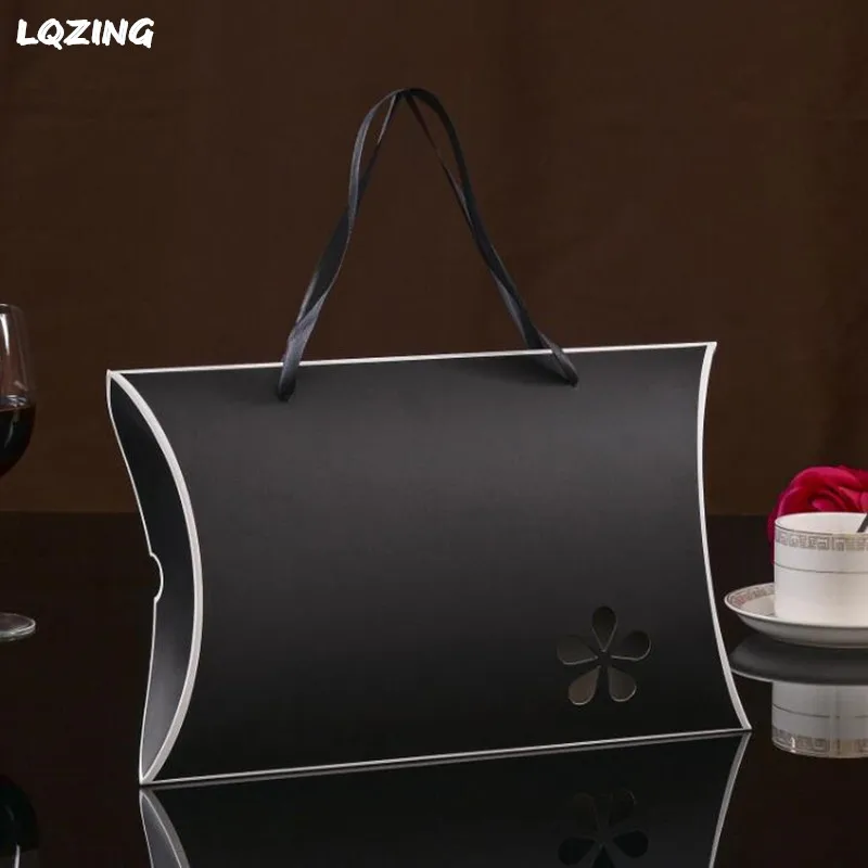 

32*20*5.5cm Pillow shape large cardboard box gift box black pastry packaging bag wedding gifts and favors