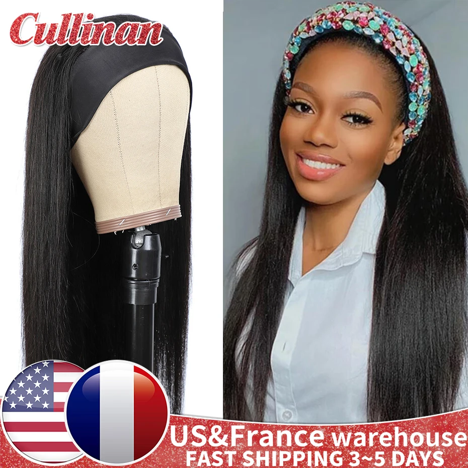 Прямой женский парик с головной повязкой человеческие натуральные волосы