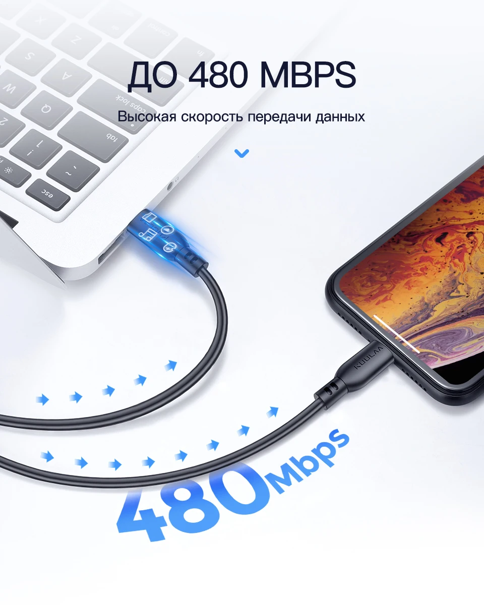 KUULAA MFi USB C к Lightning Кабель для iPhone 11 Pro Max X XS 8 XR 18 Вт PD Быстрая зарядка usb type C кабель для Macbook USB-C шнур