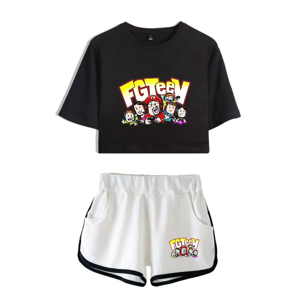 

2020 New Arrival Casual Women's Two Piece Shorts + Cute T-shirt Harajuku Hot Sale Loose Print FGTee V Girl Set