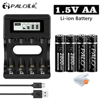 palo 1 5v aa battery rechargeable 2800mwh 1 5v aa li ion lithium battery aa batteries for remote control flashlight with charger