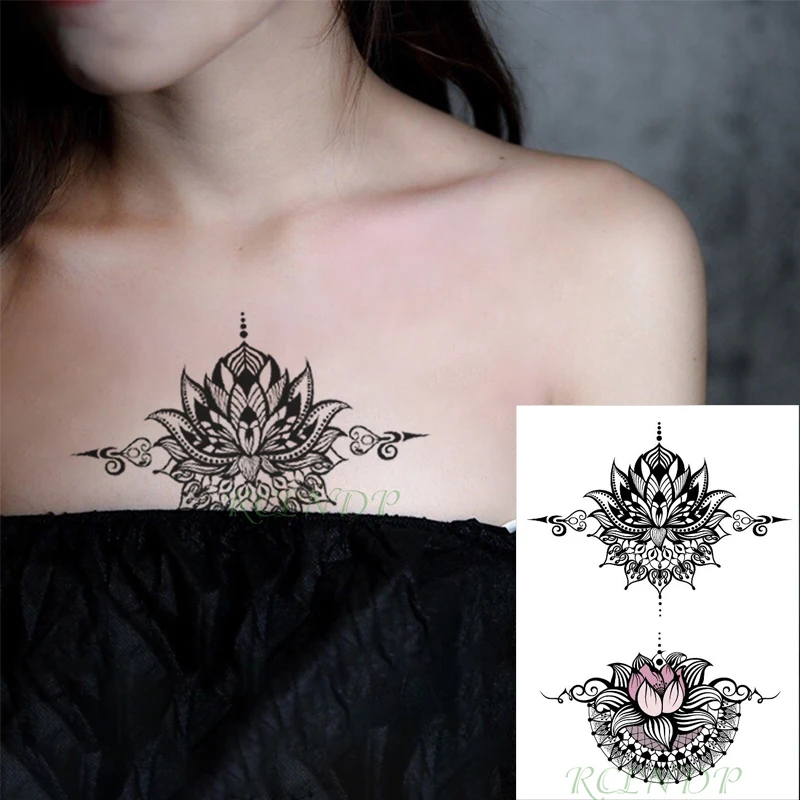 

Waterproof Temporary Tattoo sticker datura Flower geometric pattern 2 designs Flash Tatoo Fake tatto Tattoos for Girl Men Women
