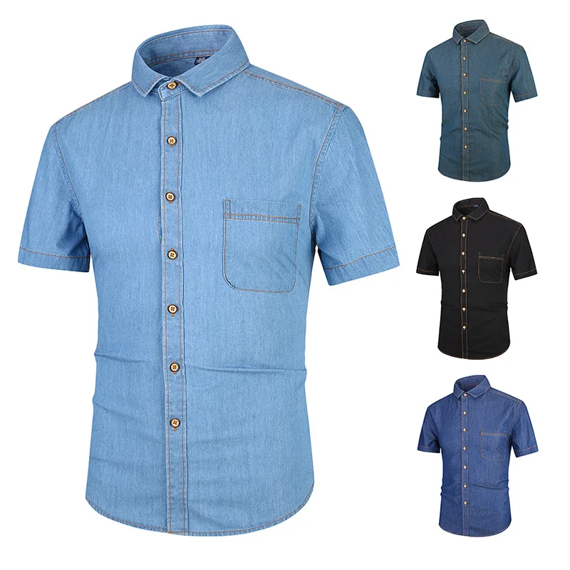 Мужская Повседневная рубашка с коротким рукавом Twill мужская приталенная для