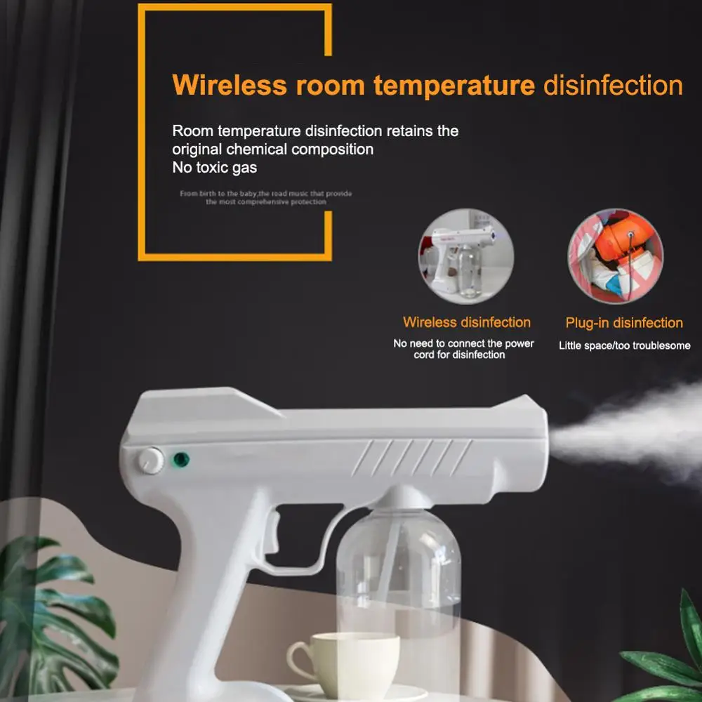 

800ML 10W Blue Light Nano Steam Gun Atomizing Fogger Disinfection-Sprayer Gun Wireless Nano Mixed Vapor Nano Spray Machine