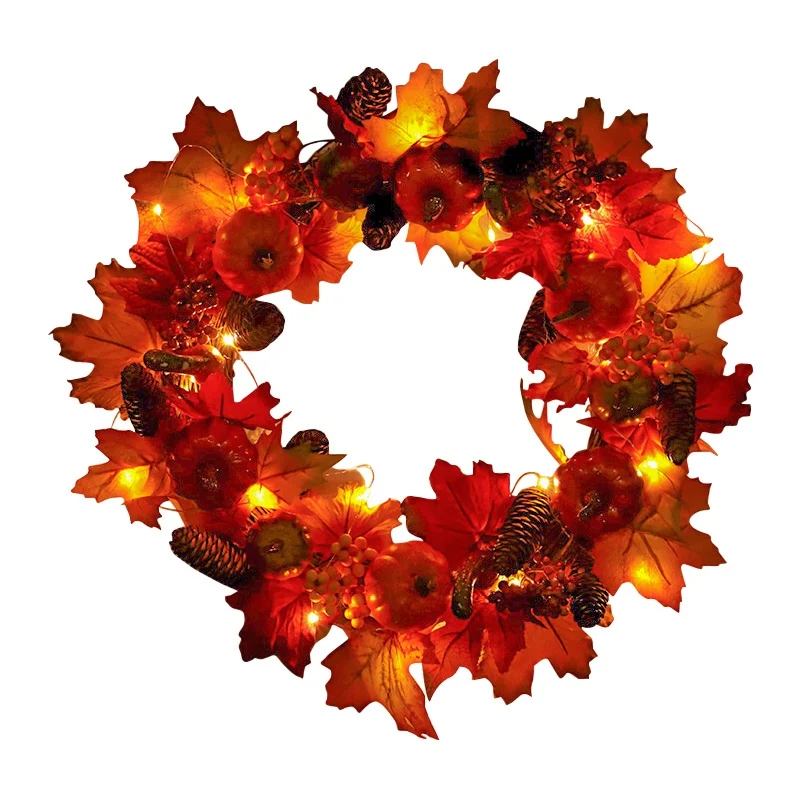 45cm Autumn Wreath Christmas Decoration Thanksgiving Garland Window Restaurant Home Maple Leaf Door | Дом и сад