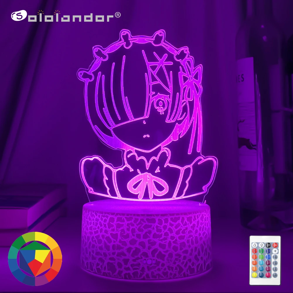 

Anime Rem Re Zero Figure Night Light Led Touch Sensor Color Changing Baby Nightlight for Bedroom Decor Desk 3d Lamp Manga Gift