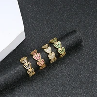 funmode gold color finger ring multicolor aaa cubic zircon pave open adjustable ring anillos mujer jewelry wholesale fr120