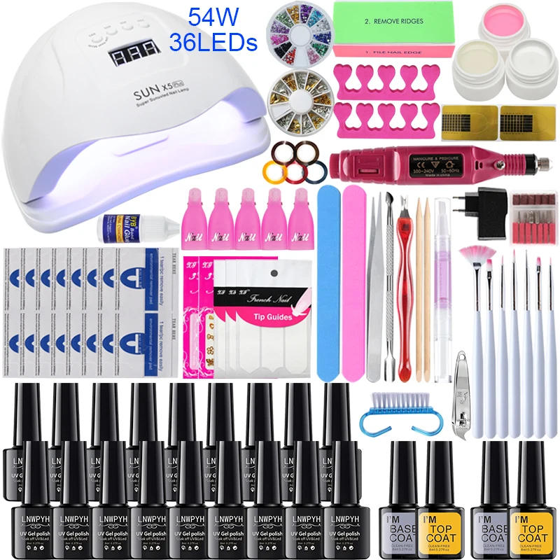 Набор для маникюра 18 цветов базовый набор Удлинительный УФ гель Сушилка ногтей