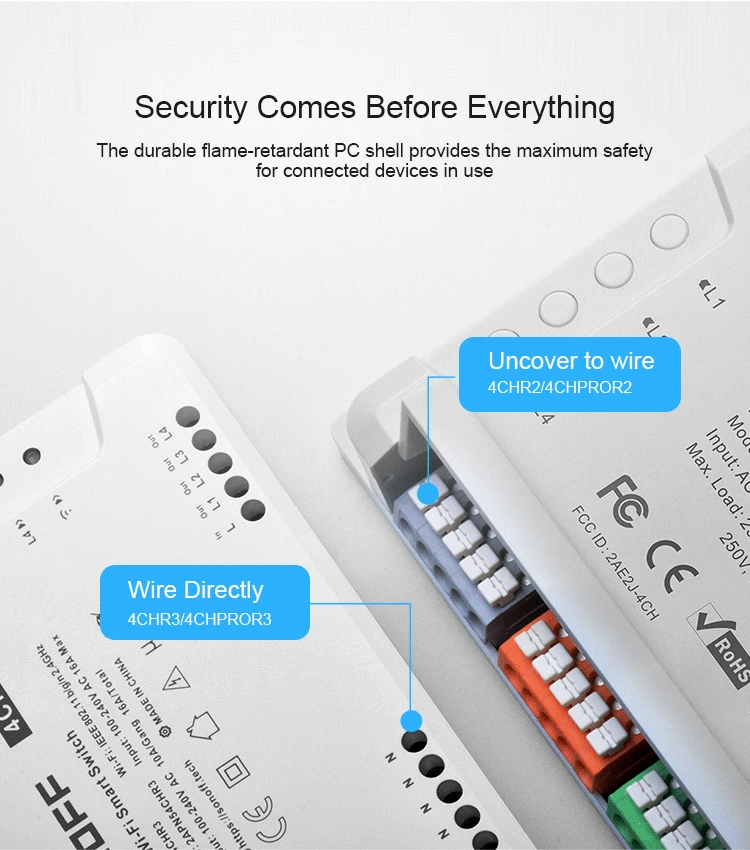 Высветильник ель света Sonoff 4CH Pro R3 с Wi Fi для умного дома 4 х клавишный модуль