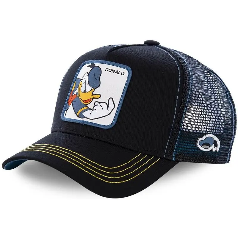 Бренд аниме синий хаки Snapback кепка хлопок бейсбольная кепка для мужчин женщин хип-хоп папа шляпа водителя грузовика сетка шляпа дропшиппинг - Цвет: donald black