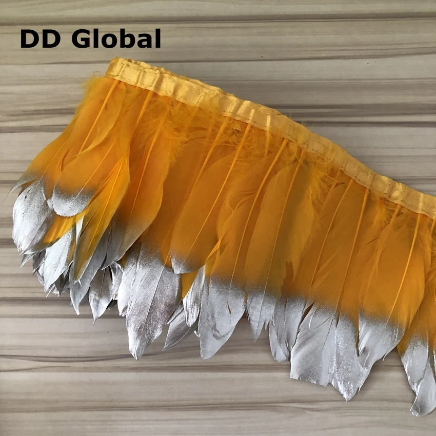 White goose feathers trim Silver 2 meters / lot stained ribbon 15~20 cm 6-8inch duck feather dance DIY decoration | Дом и сад