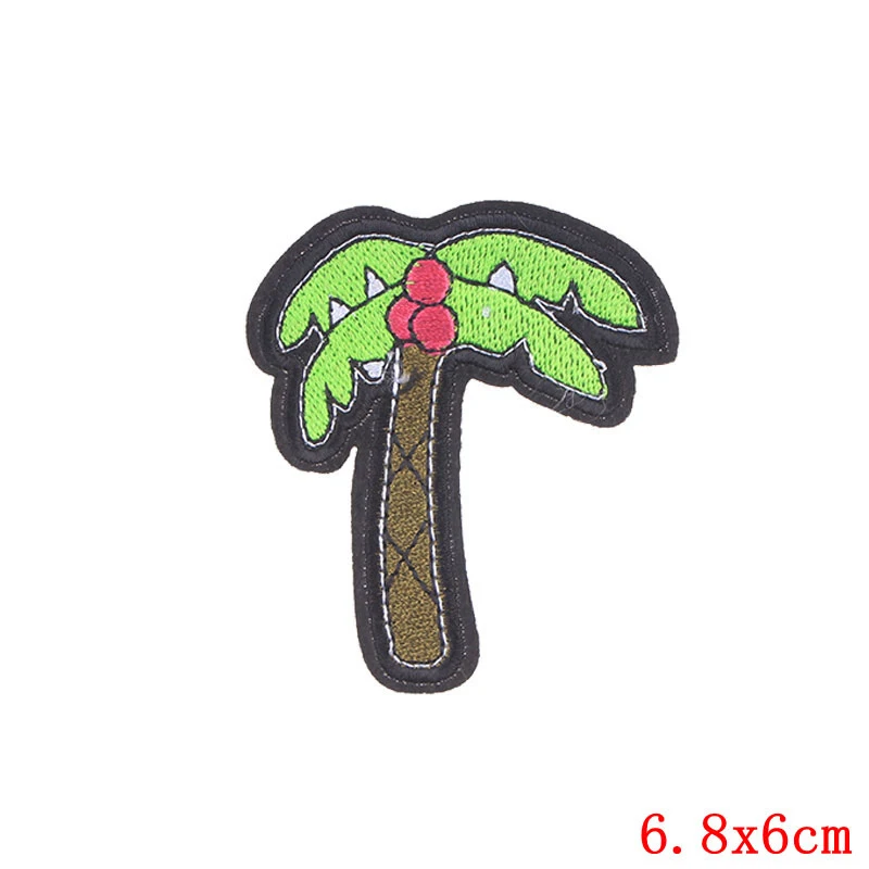 Coconut tree Patches Embroidery Iron On Patch For Clothing DIY Creative Badges Hot Transfer Stickers Denim Jacket Appliques F images - 6