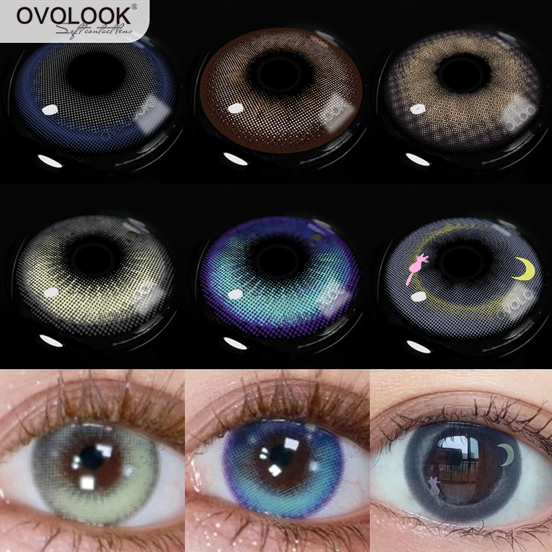 

Ovolook 1 Pair (2pcs) Color 10 Tone Colored Contact Lenses Colored Lenses for Eyes Anime koloren large pupils