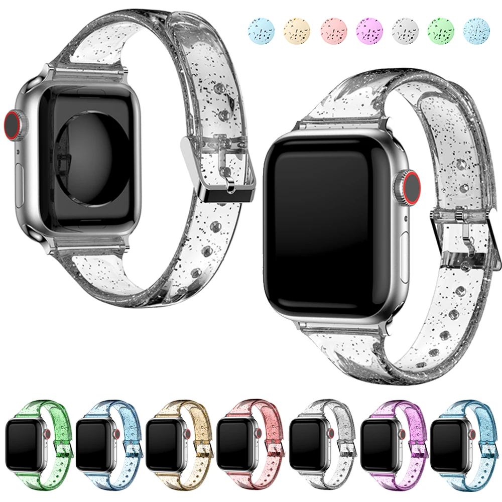 

Soft Silicone Band for Iwatch 40mm 44mm 42mm 38mm Accessories Transparent Bracelet IWatch for iWatch SE 6 5 4 3 1
