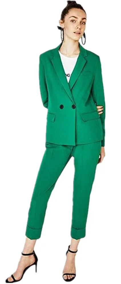Green Women Formal Pant Suits Ladies Business Pantsuits for Weddings Ladies Trouser Suit Jacket+Pants Custom Made