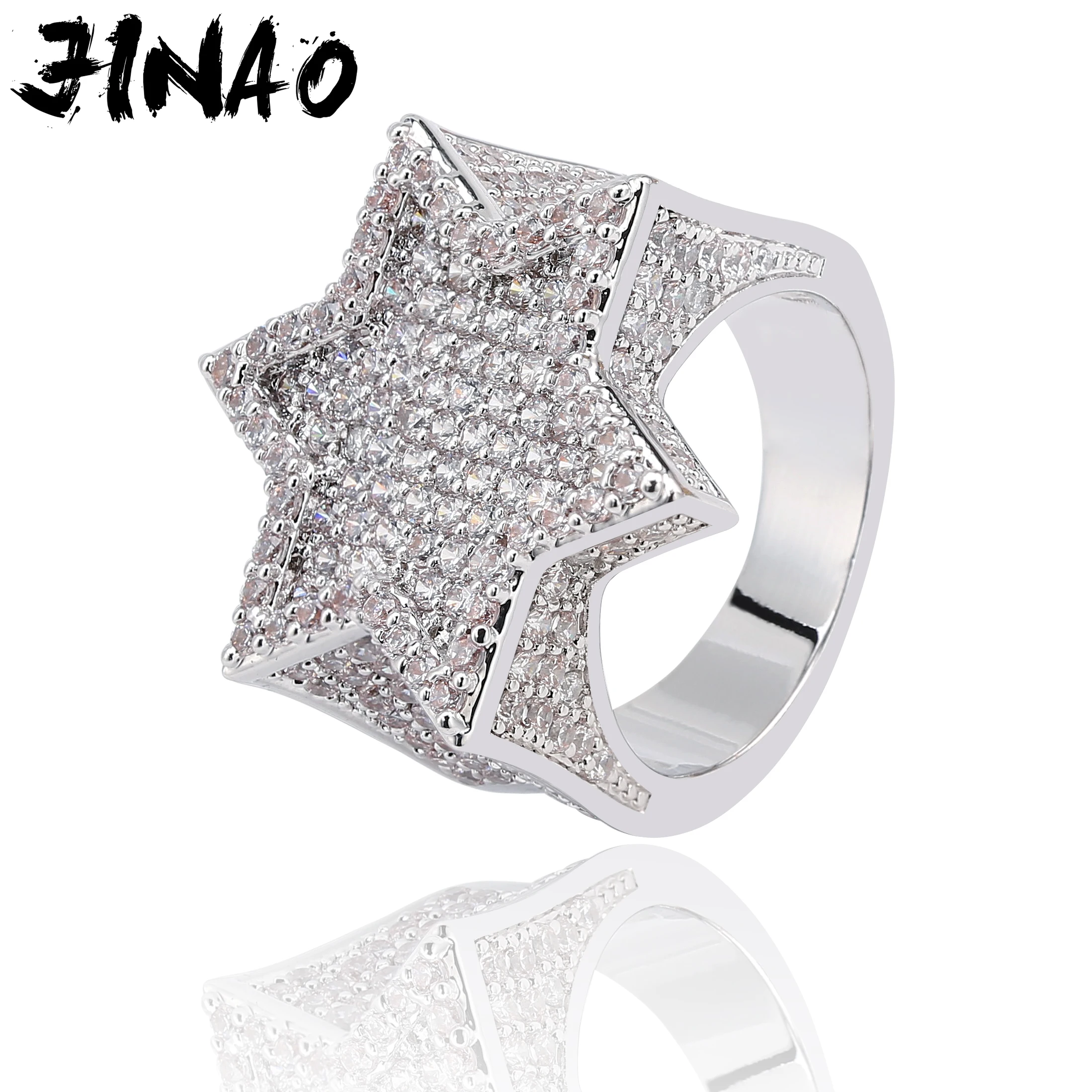 Кольцо JINAO блестящее с пятиконечной звездой для мужчин и женщин кольцо