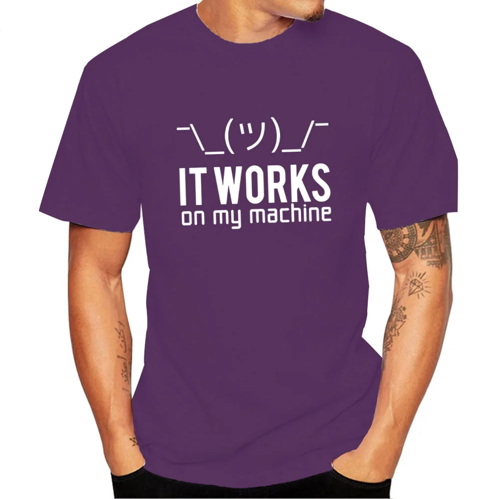 Men's Funny Geek T-Shirt - It Works on My Machine Short Sleeve O-Neck Programmer Tee - Casual Summer Graphic Tops image 6