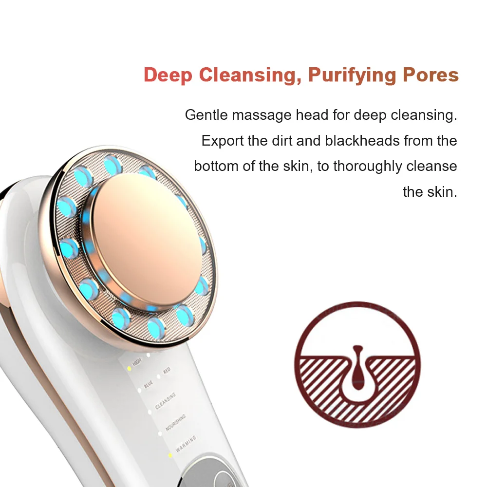 Koop B01 Huidverzorging Schoonheid Instrument Ultrasone Reiniger Face Lift Apparaten Blauw Rood Licht Therapie Verwijderen Ance Huid Verjonging