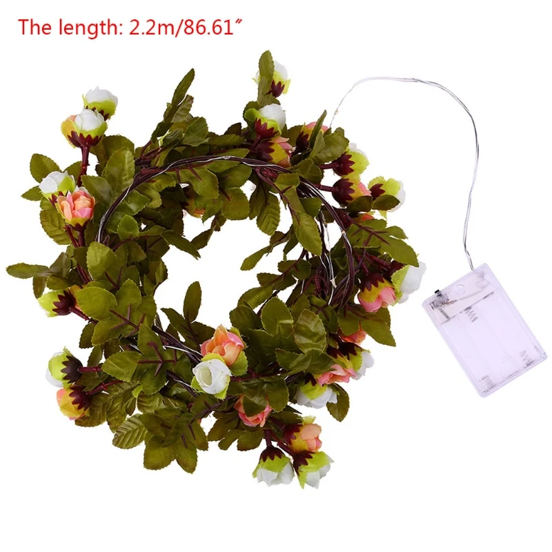 

30 светодиодный венок из искусственных цветов Батарея работает 7.2ft Роза цветочной Феи струнные лампы, герлянда, отлично подходит для Дня Свя...