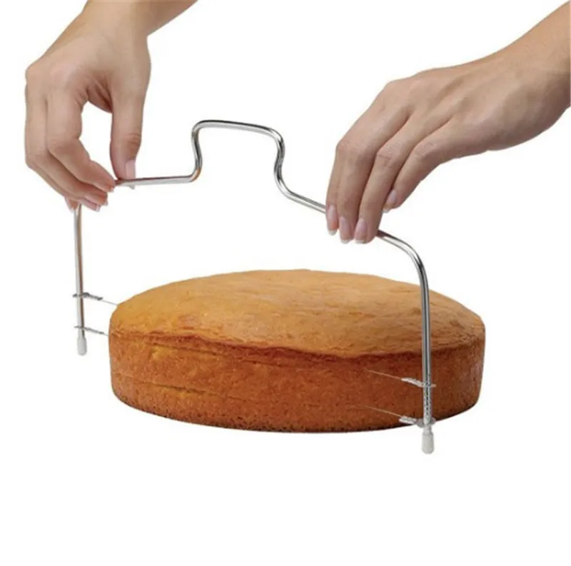 A Double wire cutter Регулируемая проволока из нержавеющей стали нож для резки торта резак для теста и пиццы триммер Ktchen аксессуары инструмент для выпечки - Цвет: A Double wire cutter
