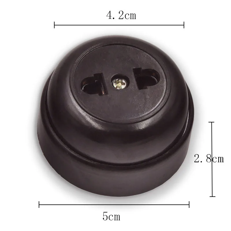 

Set! 2 Switches +2 Sockets Retro EU Socket Toggle Switch Mounted Wall Power Outlet Strip Round Electrical Light Switch Brown