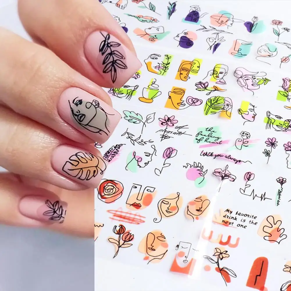 

10Pcs Nail Decals Stylish Multiple Styles 2D Nail Art Watermarks for Nail Salon Nail Art Stickers Nail Art Watermarks