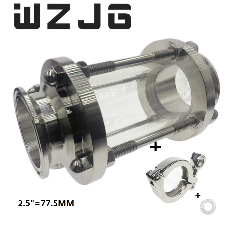 

WZJG New 2.5" Tri Clamp Type Flow Sight Glass Diopter For Homebrew Diary Product Stainless Steel SS304 Ferrule OD 77.5MM