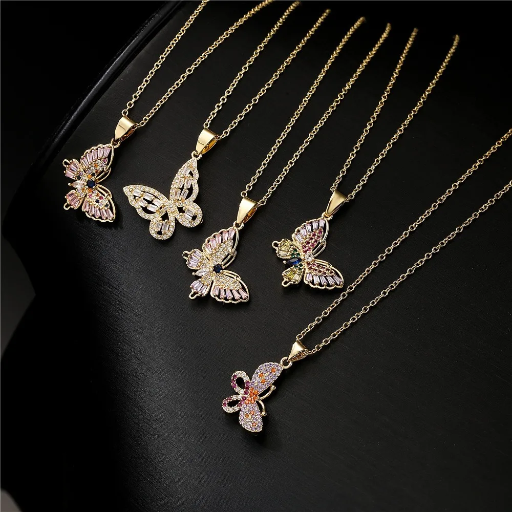 AMC Trendy Butterfly Clip On Earrings And Necklace Set for Women Pendant Necklace Clip Earrings Without Piercing Bridal Jewelry