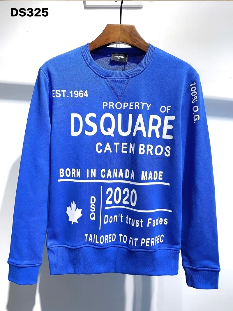 

New Dsquared2 Men's Hip Hop Long Sleeve Cotton High Quality Women/Men's Clothes Crew Neck Printed Letter Street T-shirt