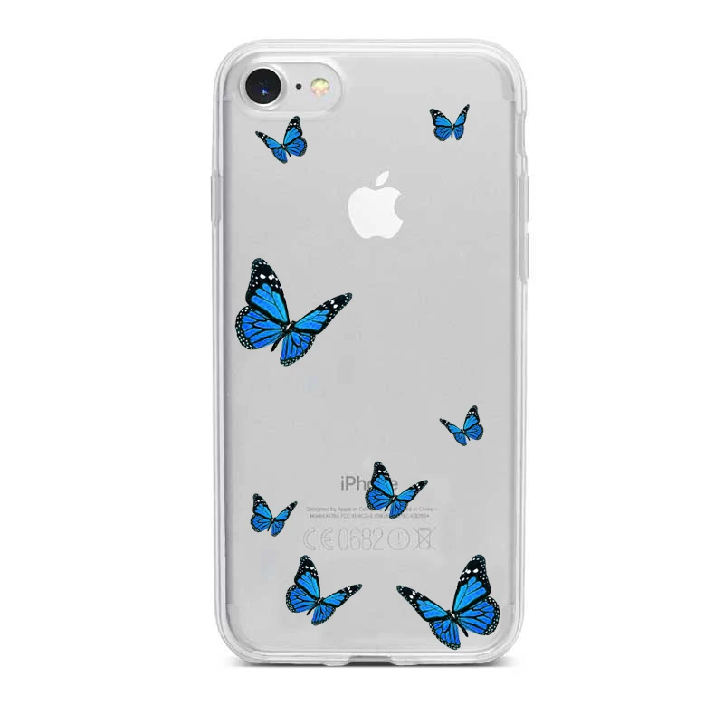 Blue Butterfly Aesthetic Premium Case For iPhone X XS Max Xr 11 pro 5 5S SE 8 7 6 s Plus INS cartoon Clear Soft Fundas Cover | Мобильные