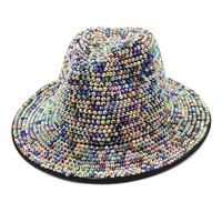 fedoras hat women wide brim gradient color designed panama vintage artificial jazz cap black derby panama caps women winter hats