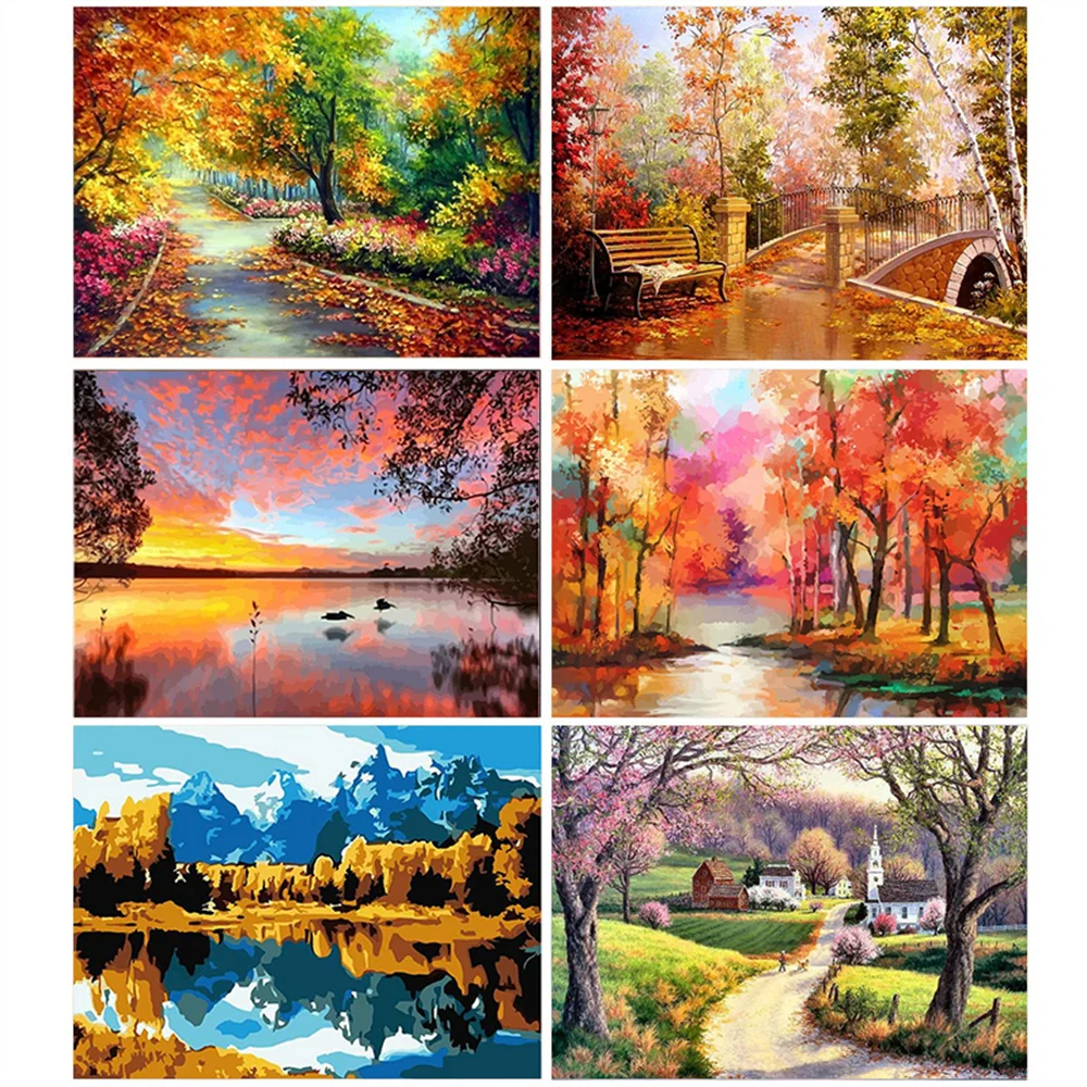 

DIY Oil Painting By Numbers Landscape Modern Wall Art Picture HandPainted On Canvas Coloring By Numbers For Home Decors Artwork
