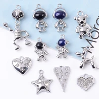 5 pcs alien silver balloon dog bear alloy jewelry pendant bracelet jewelry earring bracelet diy handmade buttons accessories