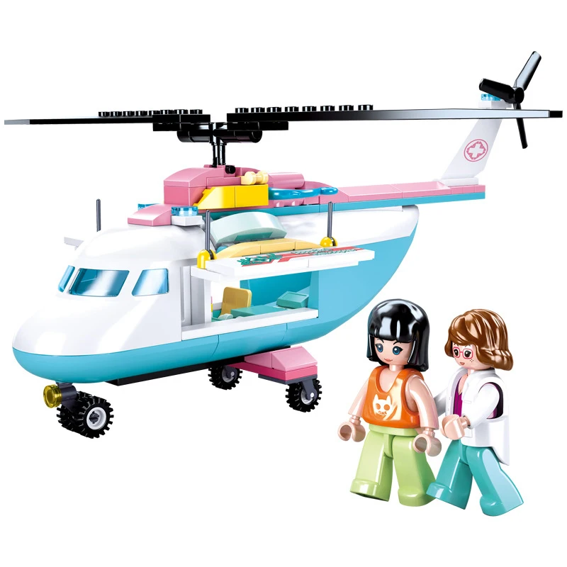 

SLUBAN Friends Girl Dream City Aircraft Doctor Medical Helicopter Figures Building Blocks Brick Classic Model Toys For Kids Gift