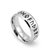 viking ring for men titanium stainless steel jewelry nordic script letter odin norse amulet retro vintage punk style