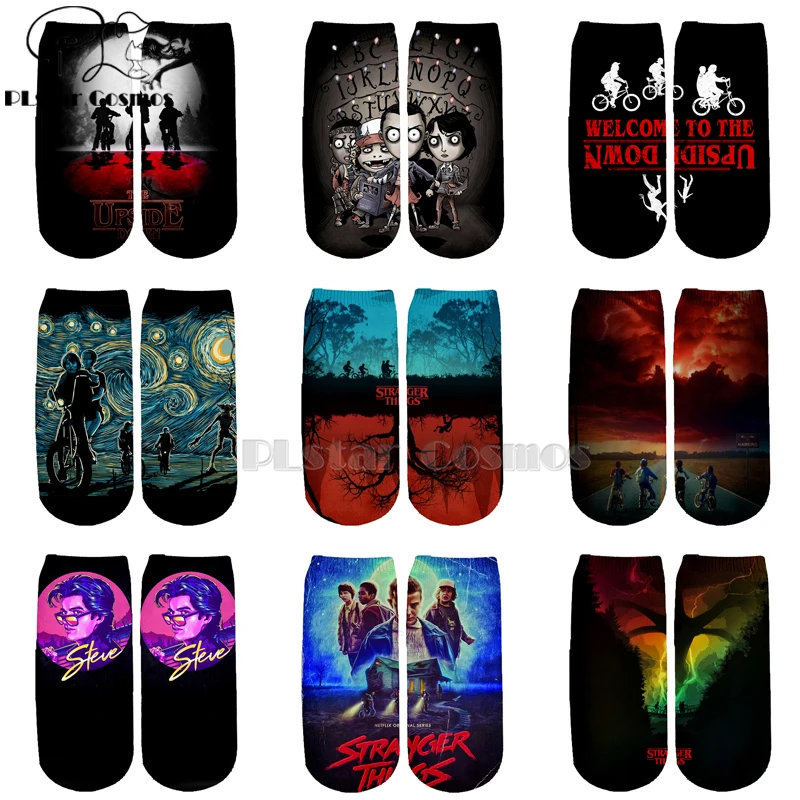 

PLstar Cosmos stranger things Socks Colorful Horror film movie TV Warm Cartoon Short Ankle Socks good quality cotton socks