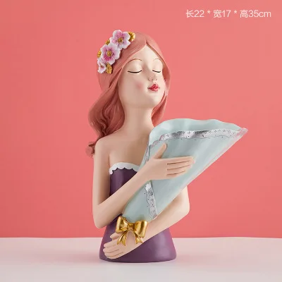 

Bouquet girl decoration vase living room TV cabinet vase resin bedroom crafts home decoration girlfriend birthday gift