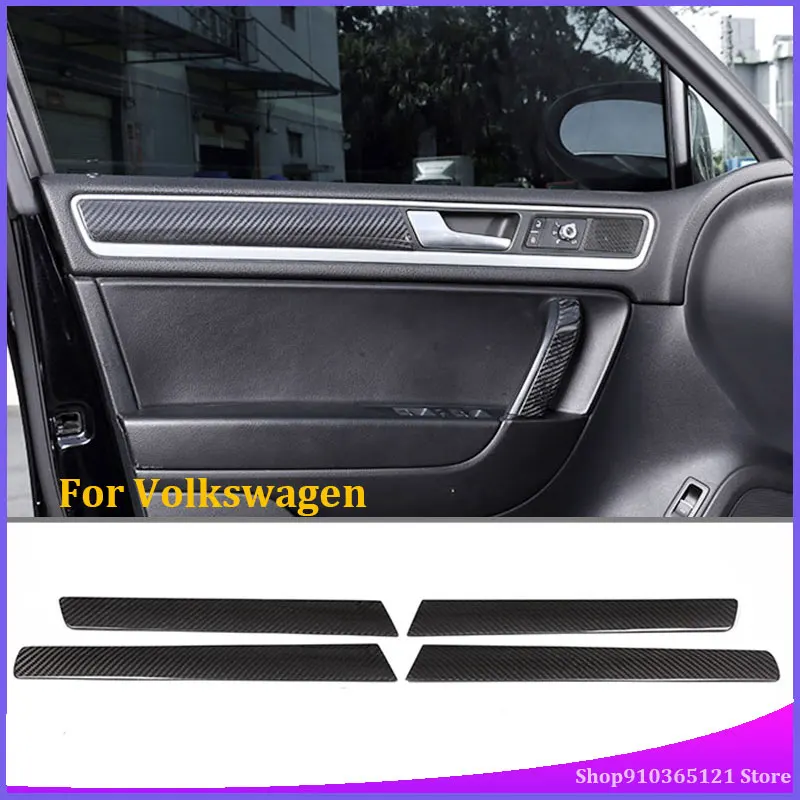 

4 шт., декоративные панели из углеродного волокна для внутренней двери автомобиля Volkswagen Touareg