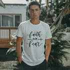Модная мужская летняя футболка с надписью Jesus Faith Over Fear, повседневные футболки в стиле Харадзюку, мужские футболки с короткими рукавами, мужские топы, Camisetas