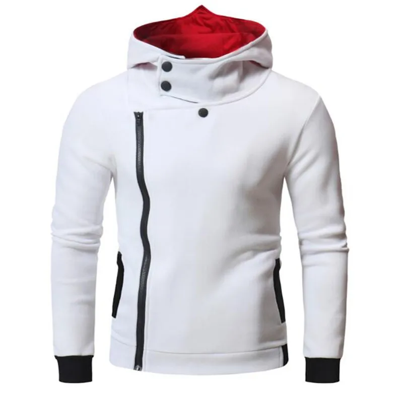 

ZNG 2020 new Spring casual Hoodie Oblique Zipper Solid Color Hoodies Men Fashion size M-4XL