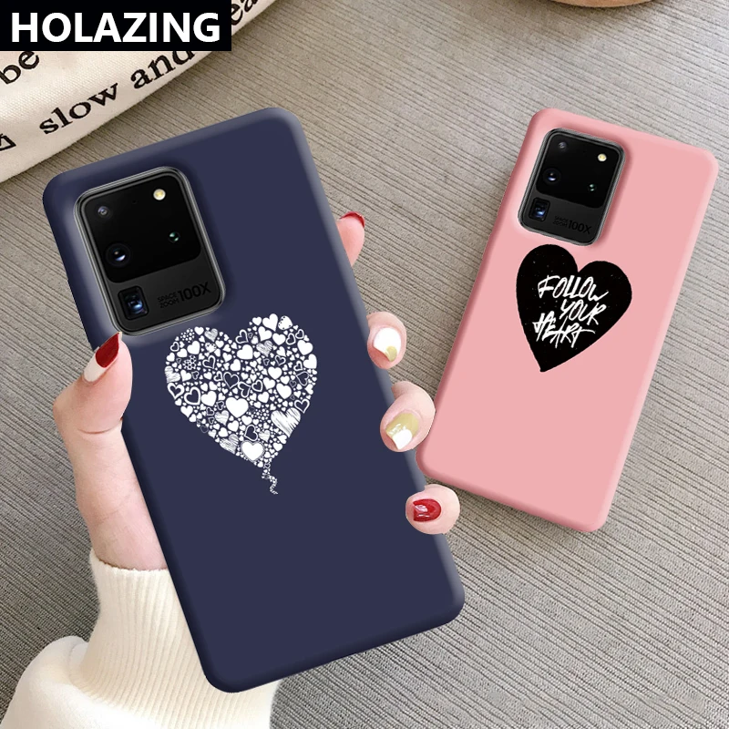 for Samsung Galaxy S20 Ultra Note 10 Plus S10 S9 S8 9 8 Silicone Case Follow Your Heart Sweet Candy Color Cover |