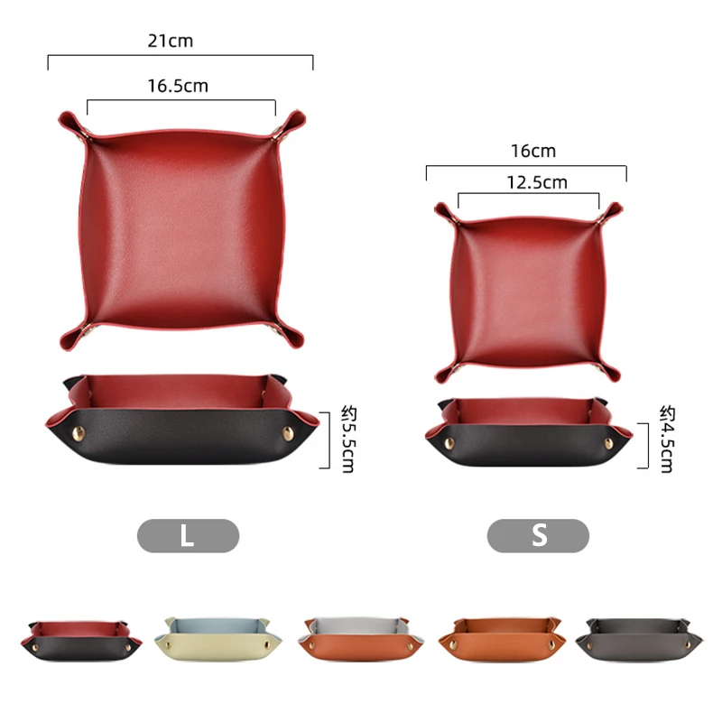 

Leather Valet Tray Organizer for Jewelry Snap Leather Catchall Bowl Accessories Storage Dump Tray for Bedside Travel EL