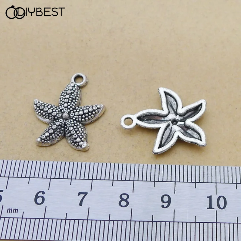 

DIYBEST Wholesale 25pcs Silver Color Starfish Charms Pendant for Jewelry Making Bulk Necklace Bracelets Keychain DIY Handmade