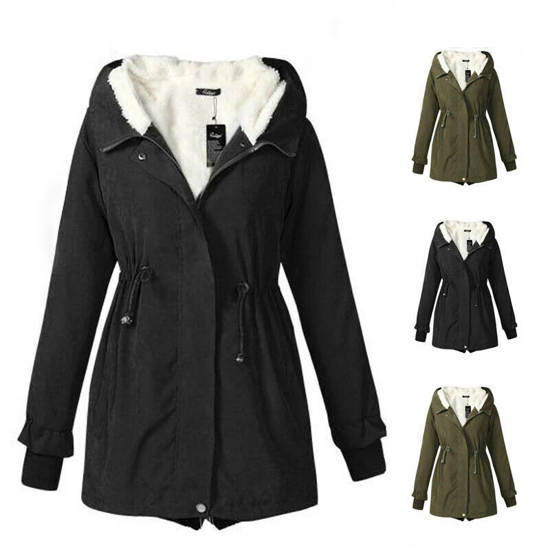 Женская зимняя теплая куртка с капюшоном и меховой подкладкой из флиса верхняя