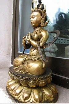 free shipping 13&quotChinese Buddhism Bronze Copper Guan Yin Kwan-yin Bodhisattva Buddha statue |