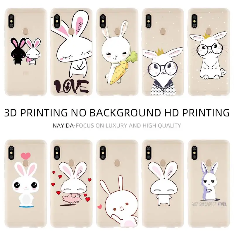 Мягкий силиконовый чехол для Xiaomi Redmi 9a 8a 7a 6a 5a 4a 9at 9Prime 9 8 7 6 5 K20Pro с милым кроликом |