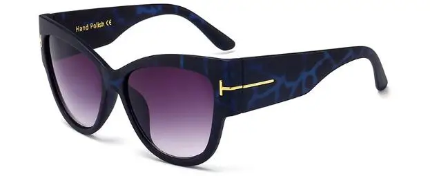 C8 deep blue Блестящие черные женские негабаритные солнцезащитные очки Cateye, роскошный дизайн, оттенков, буквы т, винтажные Ретро Очки 90 s, женские UV400 - Цвет линз: C8 deep blue