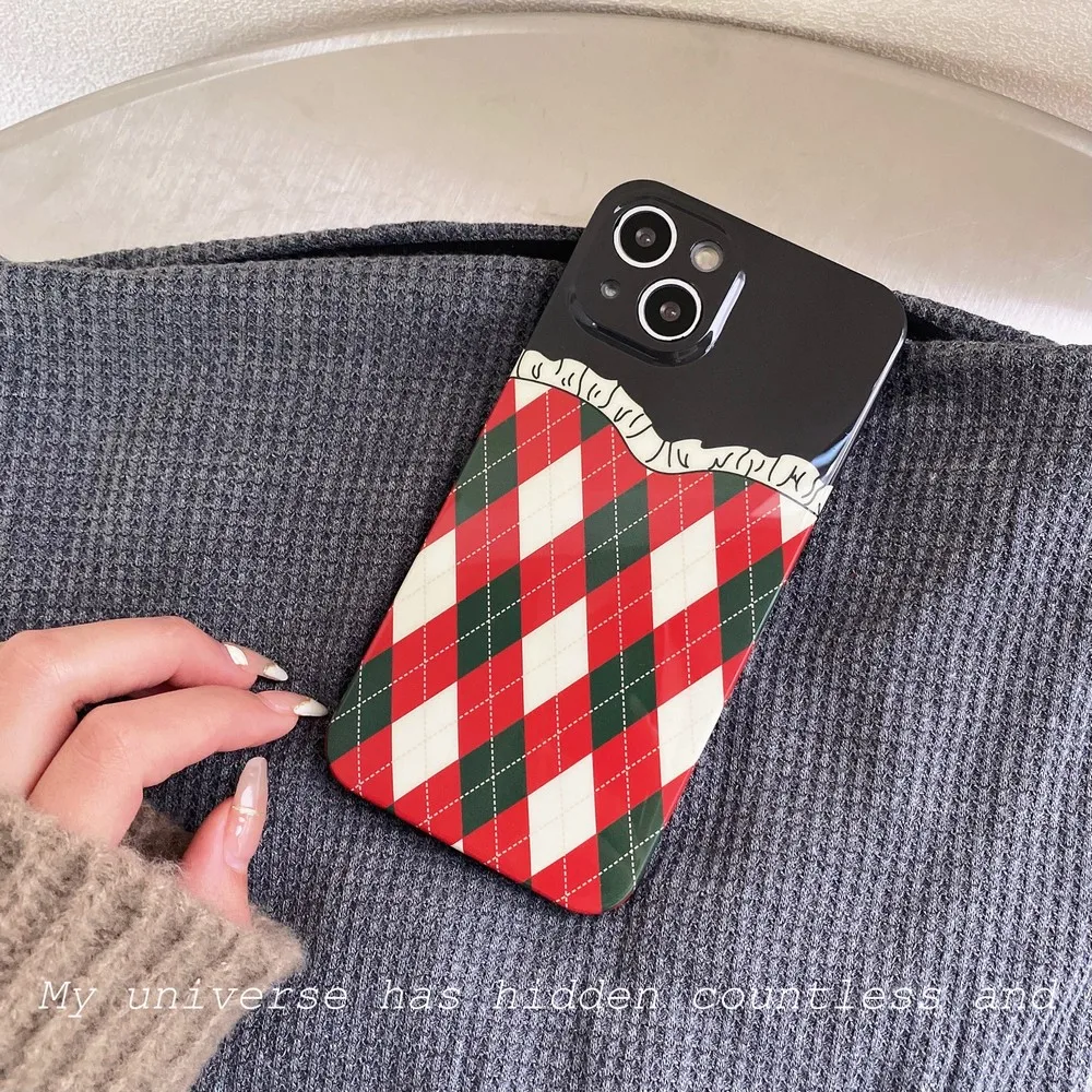 Мягкий чехол с красно-белым ромбовидным узором для iphone 11 12 13 Pro Max XS X XR 7 8 plus SE 2020