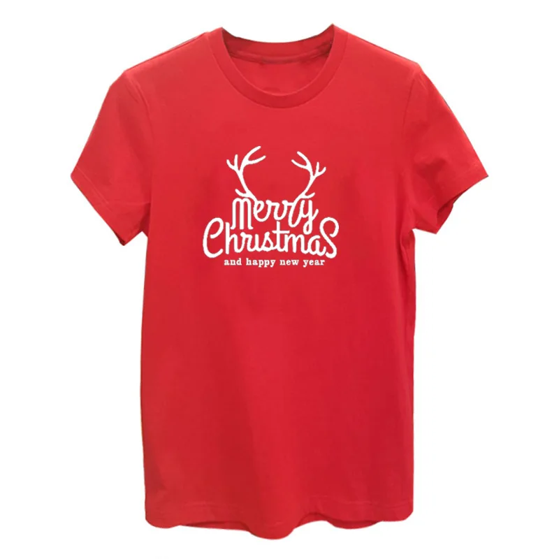 Веселые Яркие Рождественские женские футболки с круглым вырезом Женские