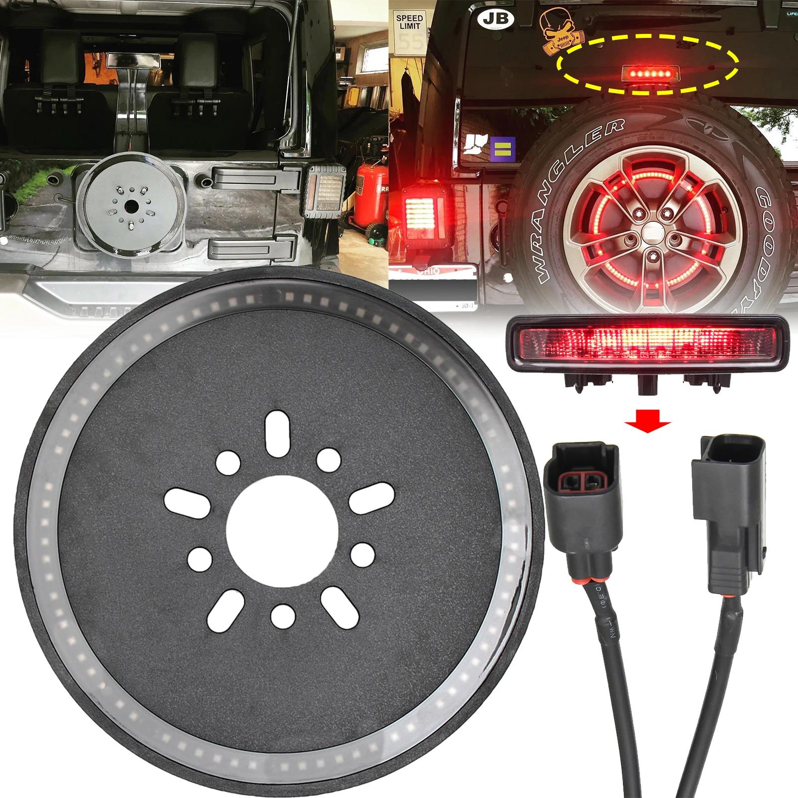 Запасной стоп-сигнал для шин фасветильник колеса третий стоп светильник Wrangler